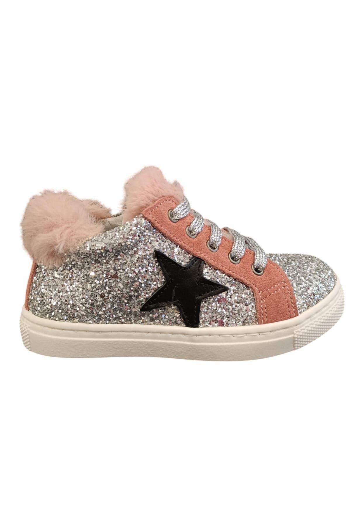 Scarpe sneakers Bambine e ragazze platis P2422  glitter argento-rosa laccio in Sneaker casual Scarpetteria Gica - Trani, commercioVirtuoso.it