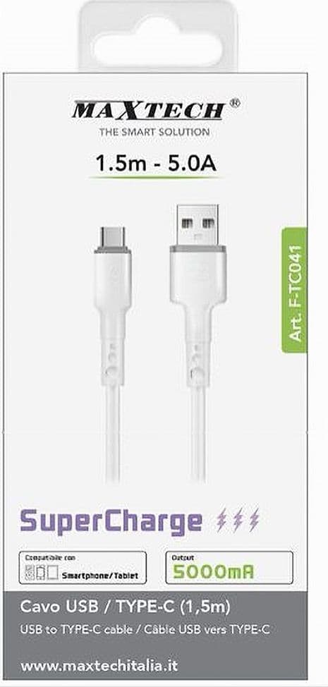 CAVO USB / TYPE-C DATI SUPERCHARGE RICARICA 1.5 MT 5 A SMARTPHONE TABLET F-TC041 - 4