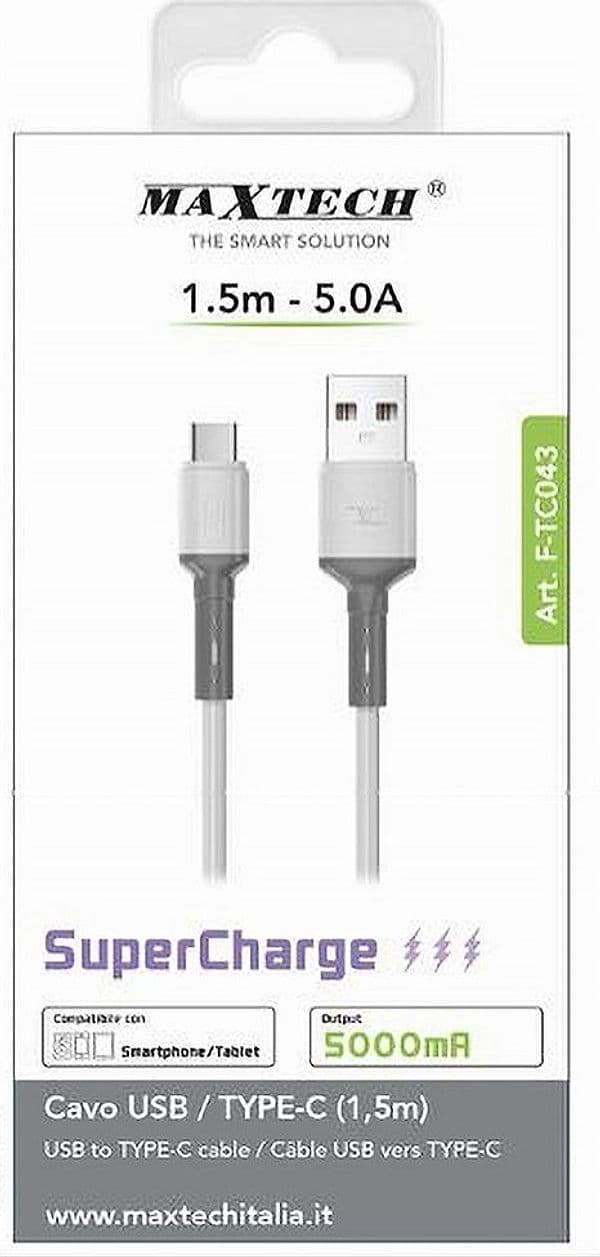 CAVO USB/TYPE-C SUPERCHARGE RICARICA DATI 1.5MT 5A PER SMARTPHONE TABLET F-TC043 - 4