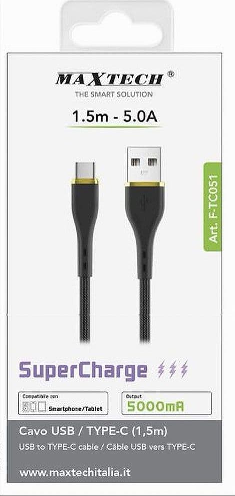 CAVO USB TYPE-C 1.5MT SUPERCHARGE RICARICA DATI 5A PER SMARTPHONE TABLET F-TC051 - 4