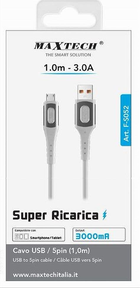 CAVO USB A MICRO USB SUPER RICARICA 3A TRASFERIMENTO DATI 1MT SMARTPHONE F-S052 - 4