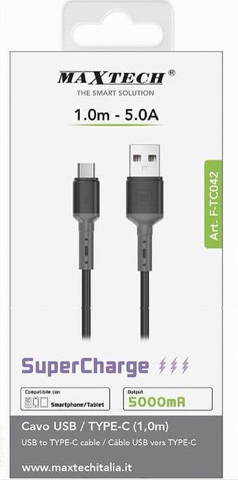 CAVO USB A TYPE-C SUPERCHARGE RICARICA DATI 1MT 5A PER SMARTPHONE TABLET F-TC042 - 4