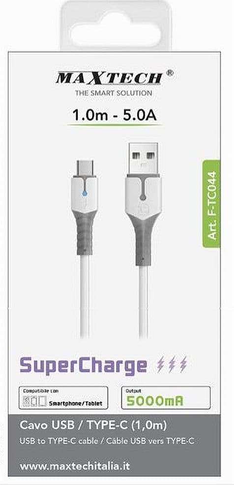 CAVO USB A TYPE-C 1 METRO 5 A SUPERCHARGE RICARICA DATI SMARTPHONE TABLET F-TC044 - 4