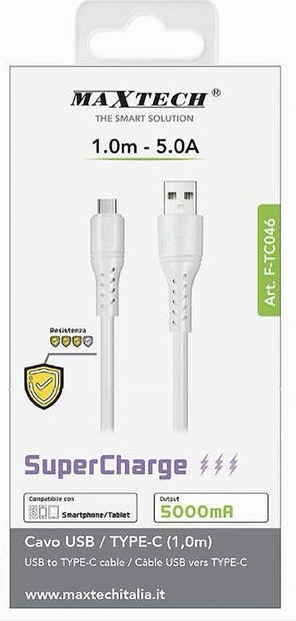 CAVO USB A TYPE-C 1MT 5A SUPERCHARGE RICARICA DATI RESISTENTE SMARTPHONE F-TC046 - 4