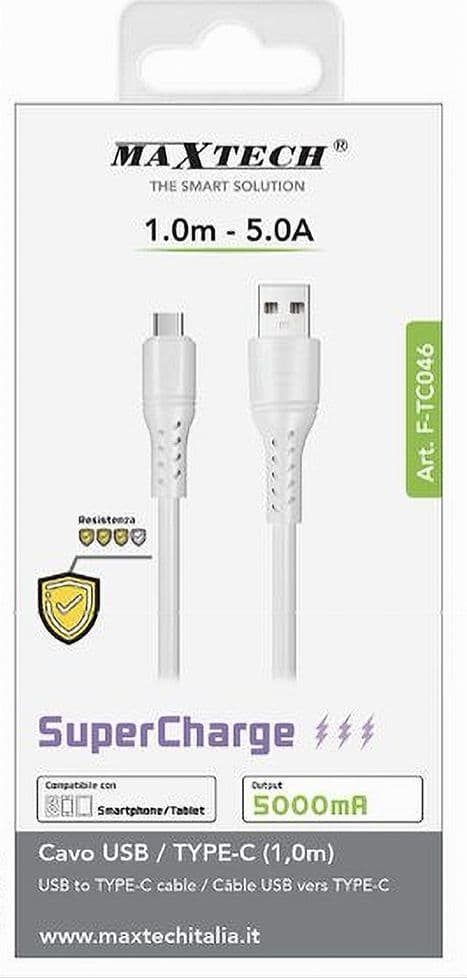 CAVO USB A TYPE-C 1MT 5A SUPERCHARGE RICARICA DATI RESISTENTE SMARTPHONE F-TC046 - 4