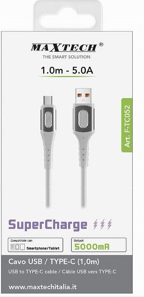 CAVO USB/TYPE-C 1 MT 5A SUPER CARICA TRASMISSIONE DATI SMARTPHONE TABLET F-TC052 - 4