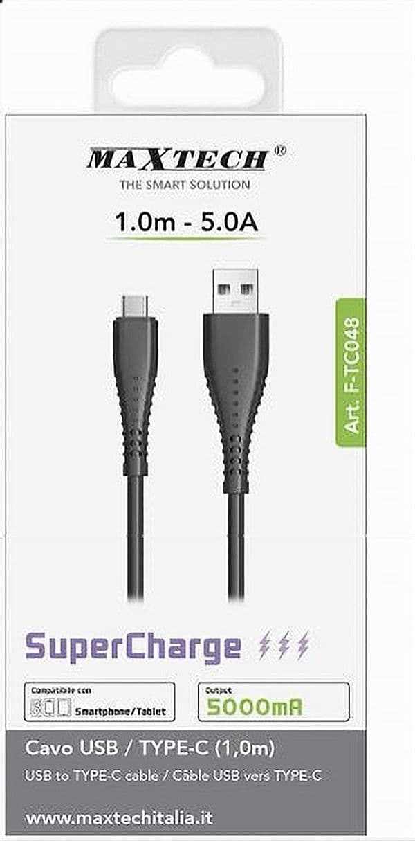 CAVO USB A TYPE-C 1MT 5000MA SUPERCHARGE RICARICA DATI SMARTPHONE TABLET F-TC048 - 4
