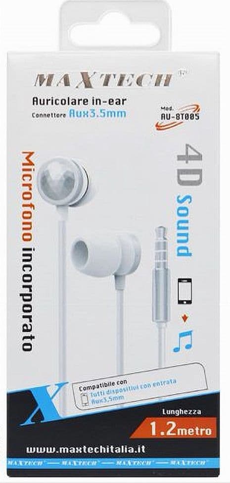 AURICOLARE IN-EAR CUFFIE CON FILO 1.2MT AUX3.5MM MICROFONO INCORPORATO AU-8T005 - 2