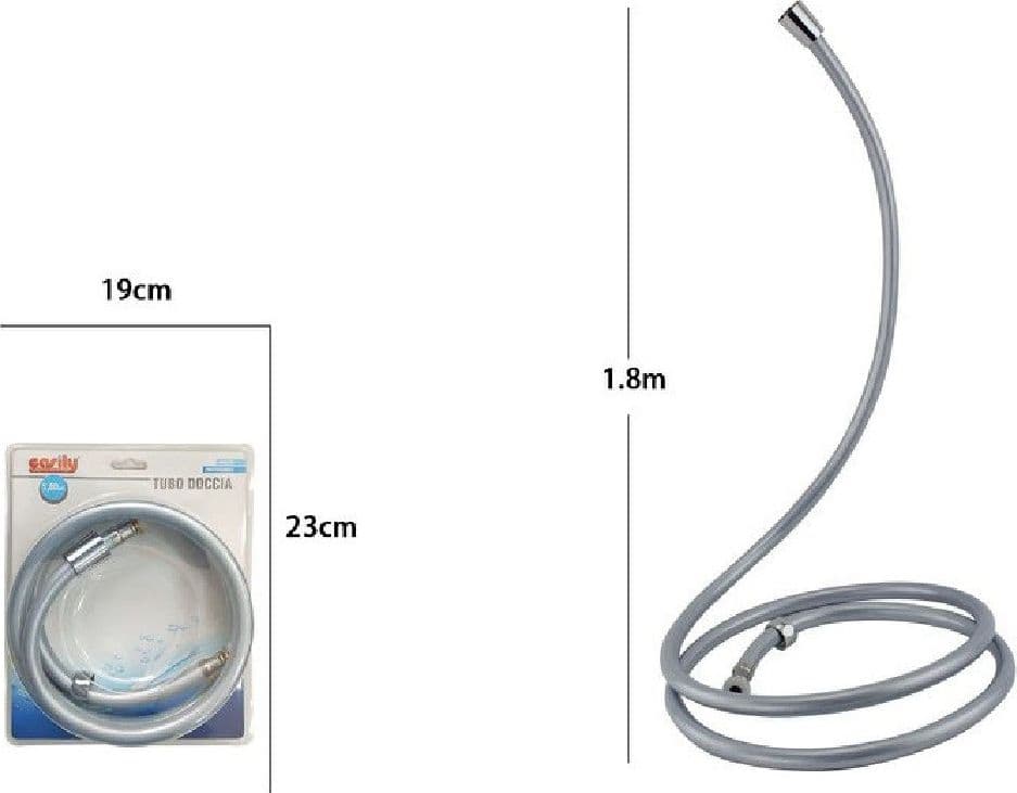 LACCIO TUBO FLESSIBILE DOCCIA IN PVC GRIGIO UNIVERSALE LUNGHEZZA 1,8 METRI 69231 - 2