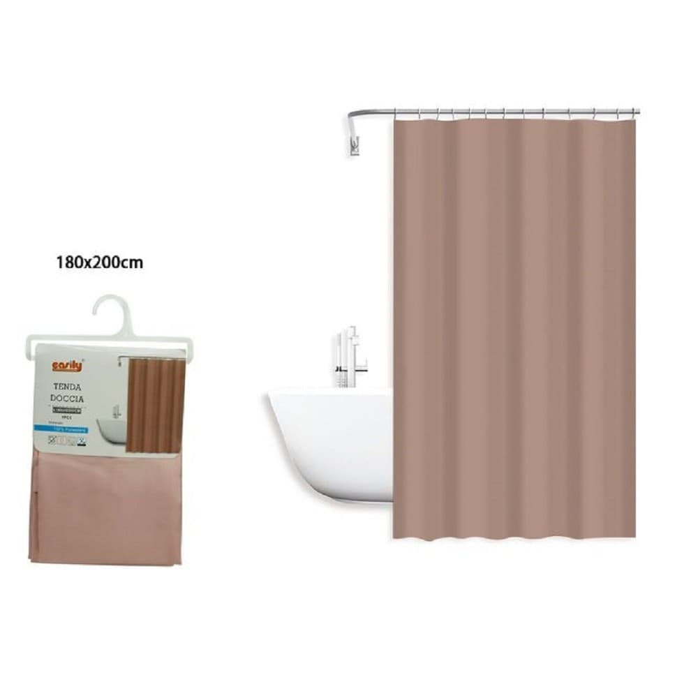 TENDA DOCCIA ANTIMUFFA IMPERMEABILE POLIESTERE 180X200CM CON ANELLI GANCI BAGNO 79857 - 2