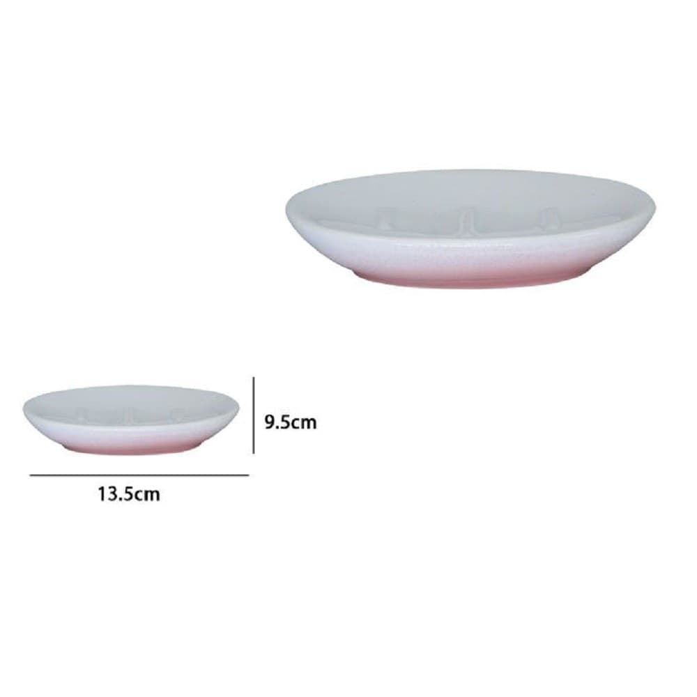 PIATTO PIATTINO PORTA SAPONE SAPONETTA BAGNO CERAMICA BIANCO ROSA ARREDO 59908 - 2