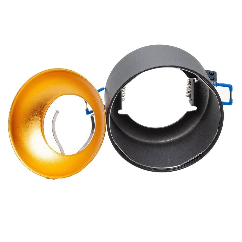 PORTAFARETTO TONDO NERO ORO INCASSO 70 MM LUCE SOFFITTO LAMPADE LED GU10 GU5.3 - 6