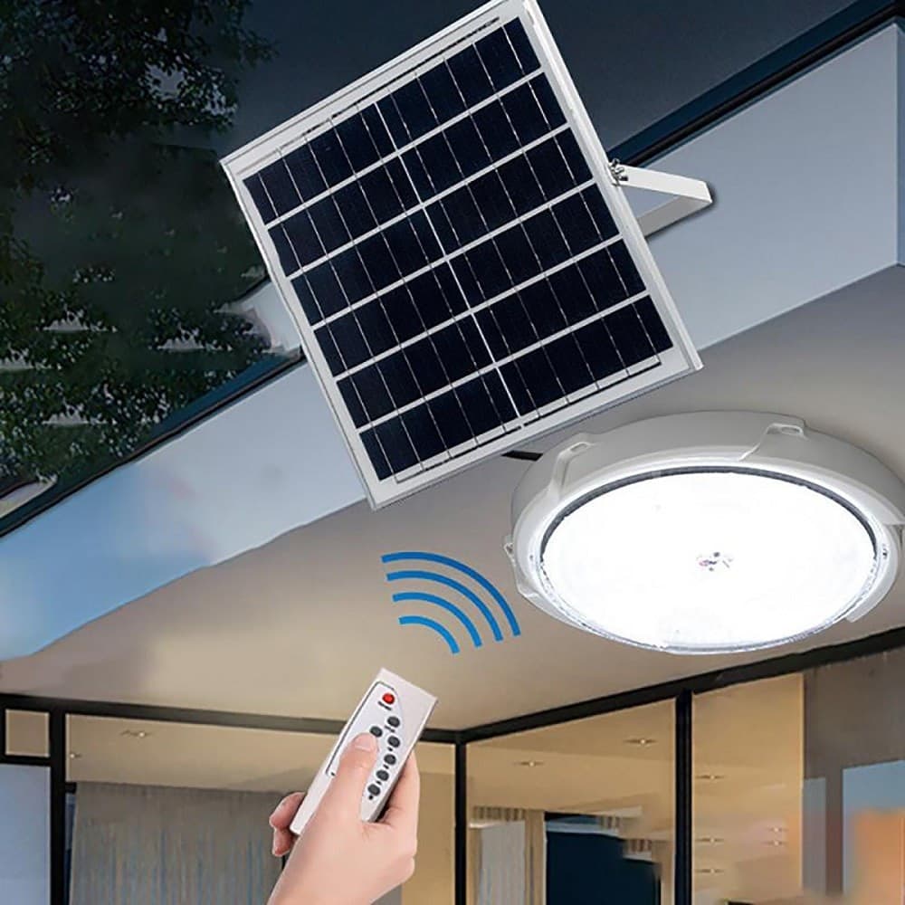 PLAFONIERA SOLARE LAMPADA SENSORE CREPUSCOLARE TONDA 60W DIMMERABILE TELECOMANDO - 7