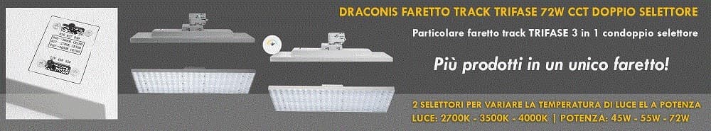 FARETTO TRACK LED CCT 72W BINARIO TRIFASE 3IN1 DIMMERABILE 3 TEMPERATURE LUCE 230V - 7