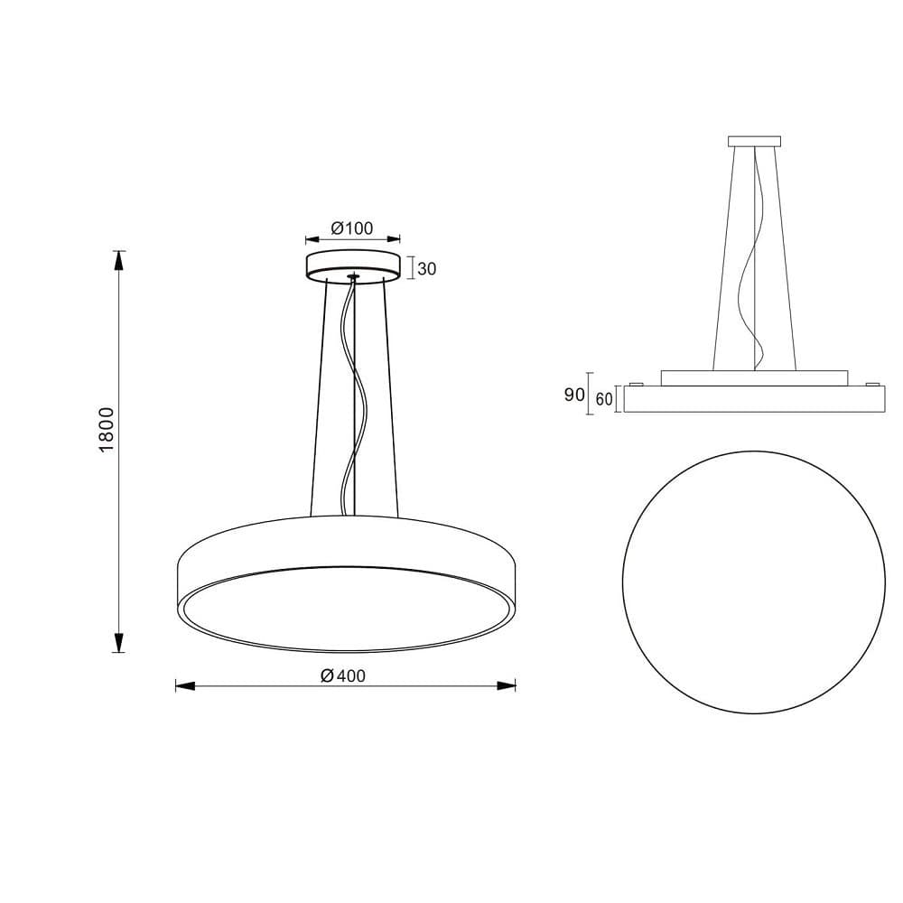 LAMPADARIO CERCHIO 40 CM LED 43 W LAMPADA UP DOWN SOSPENSIONE 2 TEMPERATURE LUCE - 10