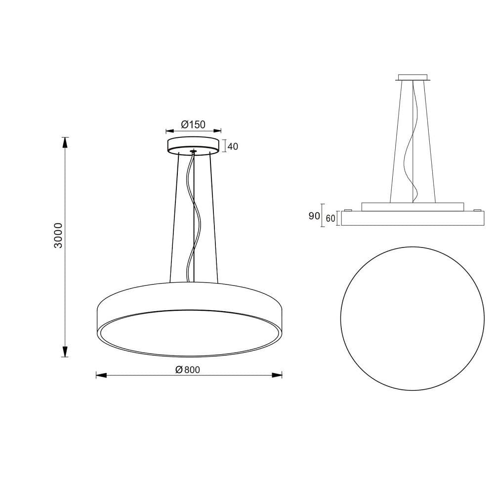 LAMPADARIO CERCHIO 80 CM LED 95 W LAMPADA UP DOWN SOSPENSIONE 2 TEMPERATURE LUCE - 10