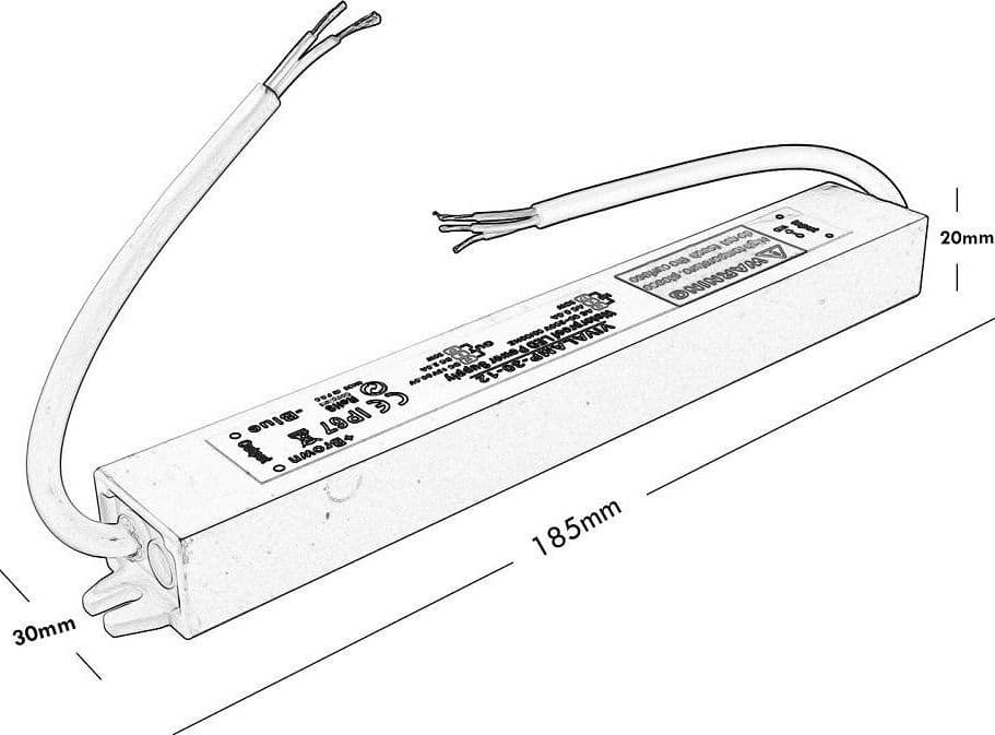 ALIMENTATORE SLIM 20W TRASFORMATORE IMPERMEABILE STRISCE LED LAMPADE TELECAMERE - 5