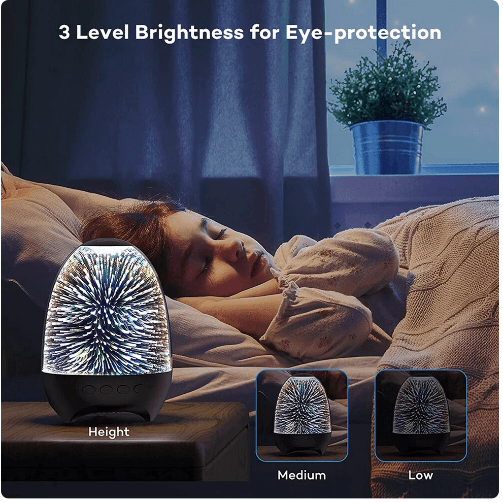 LAMPADA A LED LUCE NOTTE 3D CASSA BLUETOOTH INTEGRATA EFFETTO FUOCHI ARTIFICIO - 5