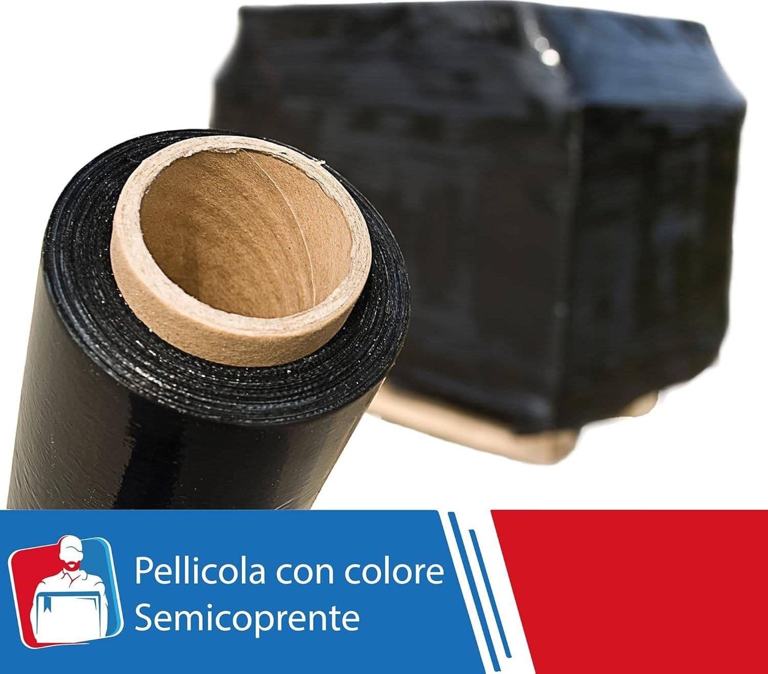 FILM ESTENSIBILE PELLICOLA NERA ROTOLO MANUALE PER IMBALLAGGI 160MX23MYX50CM - 6