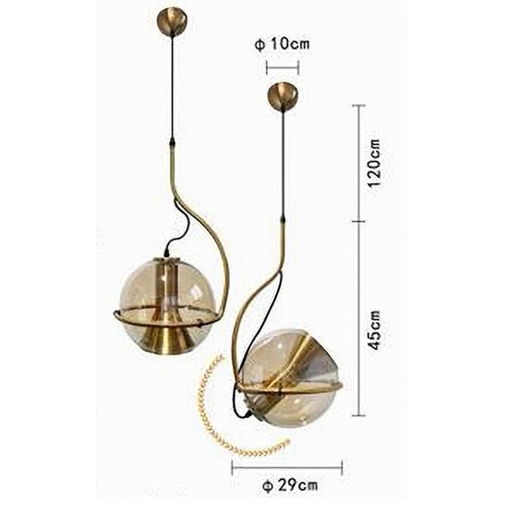 LAMPADARIO SFERA VETRO PENDENTE GLOBO E27 LAMPADA ORIENTABILE SOSPENSIONE LP-87 - 15