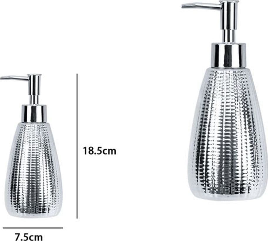 DISPENSER SAPONE LIQUIDO PER LAVANDINO ARGENTO ACCESSORI ARREDO DA BAGNO 59922 - 2