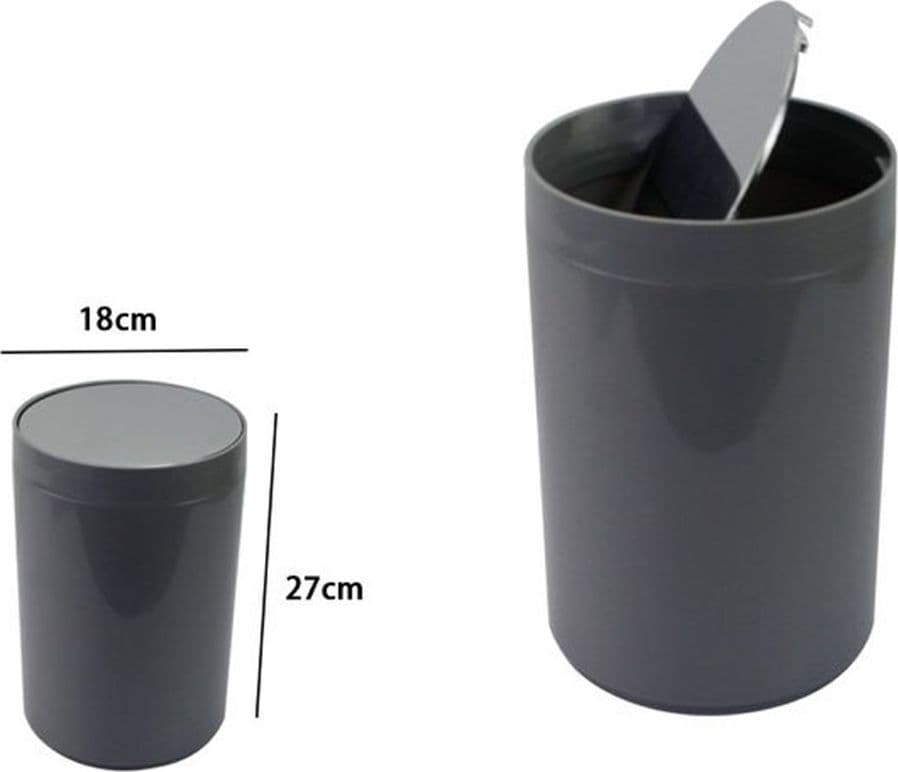 PATTUMIERA CESTINO SECCHIO RIFIUTI GRIGIO ARREDO BAGNO COPERCHIO BASCULANTE 79897 - 2