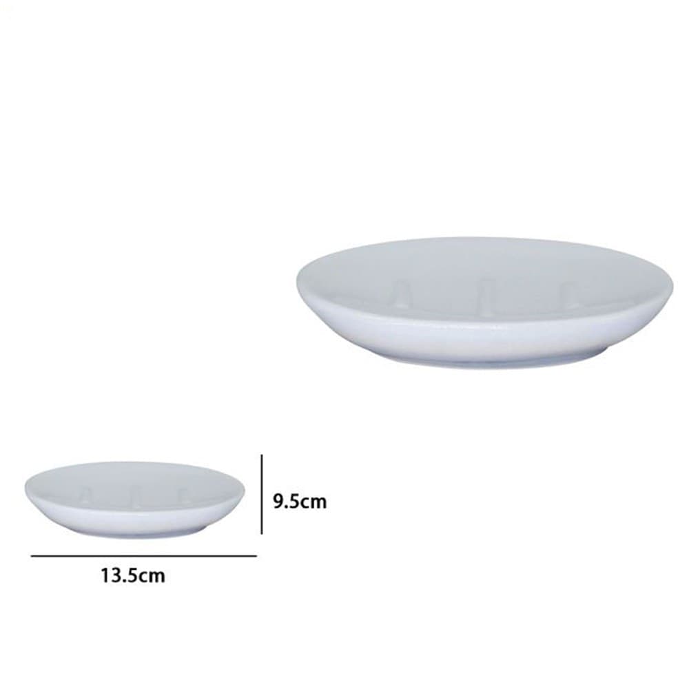 PIATTO PIATTINO PORTA SAPONE SAPONETTA BAGNO CERAMICA BIANCO GRIGIO ARREDO 59916 - 2