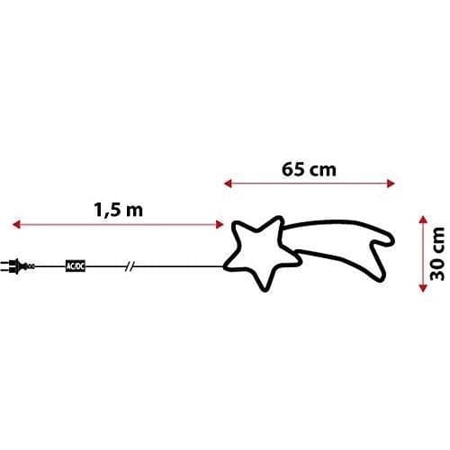 STELLA COMETA LUMINOSA 65 CM IN TUBO LUMINOSO A LED BIANCHI LUCE BIANCA CALDA - 4