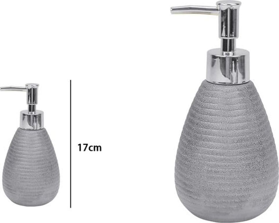 DISPENSER PER SAPONE LIQUIDO ACCESSORI ARGENTO RIGATO MODERNO ARREDO BAGNO 59938 - 2