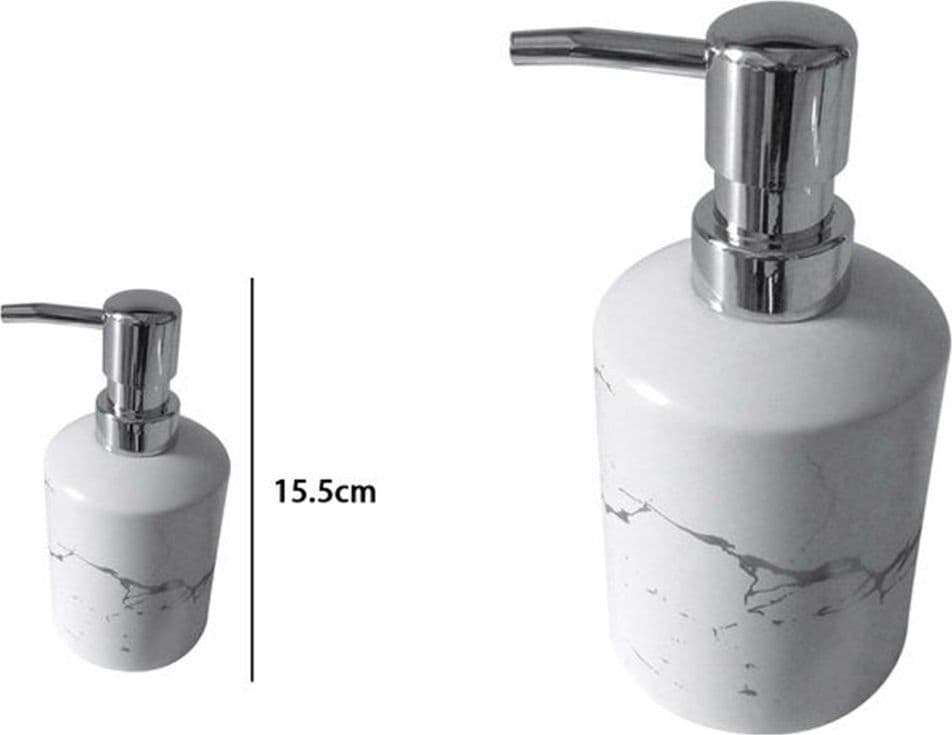 DISPENSER PER SAPONE LIQUIDO ACCESSORI BAGNO DOSATORE ARREDO EFFETTO MARMO 59888 - 2