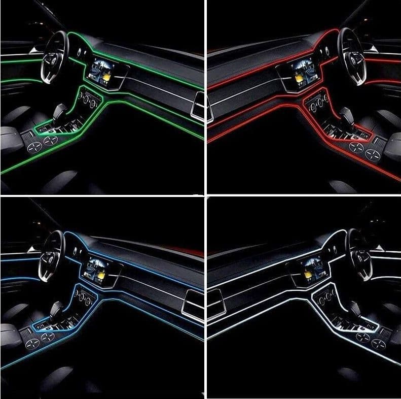 STRISCIA STRIP LED PER INTERNI AUTO A 12V FIBRA OTTICA LUCE DECORATIVA ATMOSFERA - 20