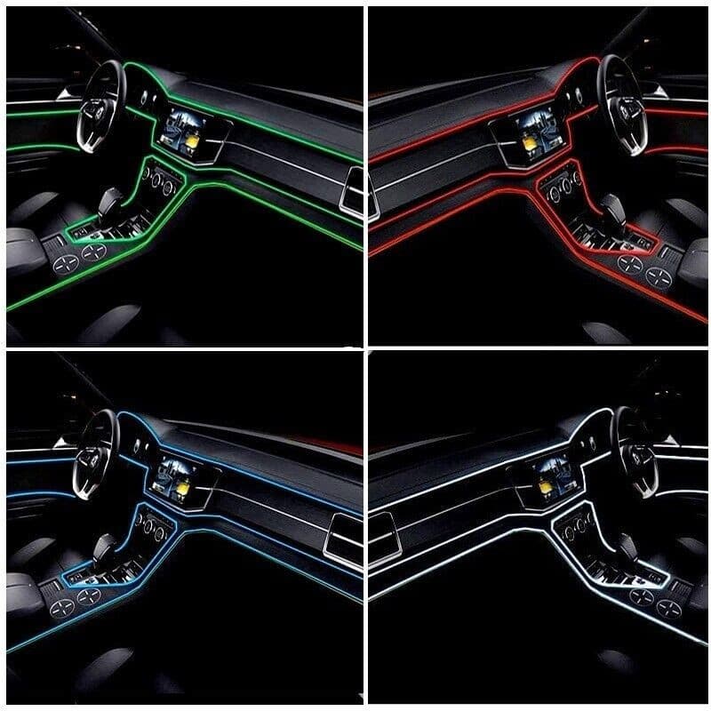 STRISCIA STRIP LED PER INTERNI AUTO A 12V FIBRA OTTICA LUCE DECORATIVA ATMOSFERA - 20