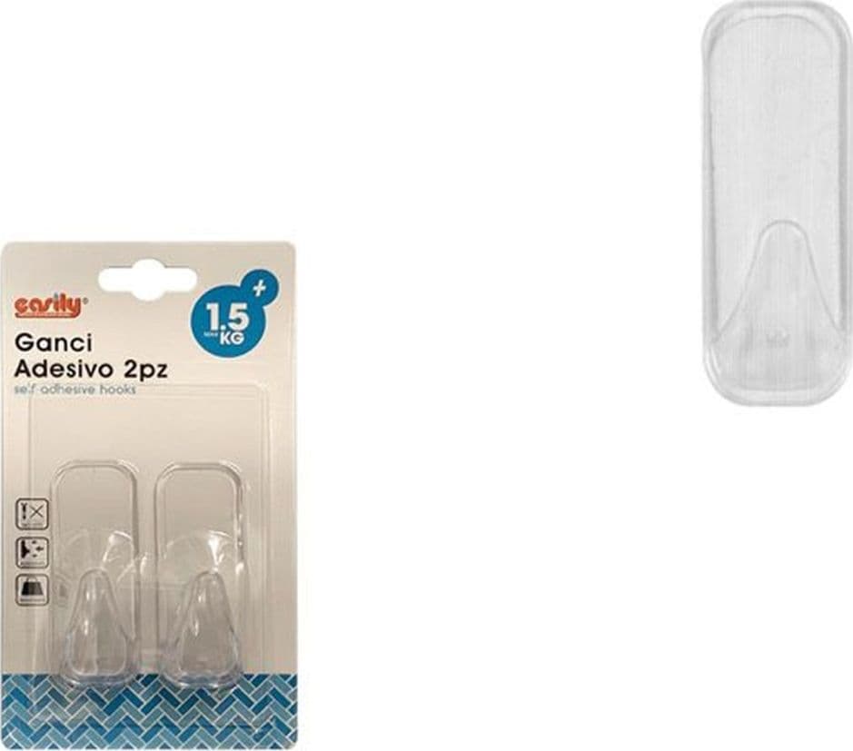 SET 2 PZ GANCI APPENDINI DA PARETE ADESIVE CASA BAGNO CUCINA ATTACCAPANNI 87006 - 2