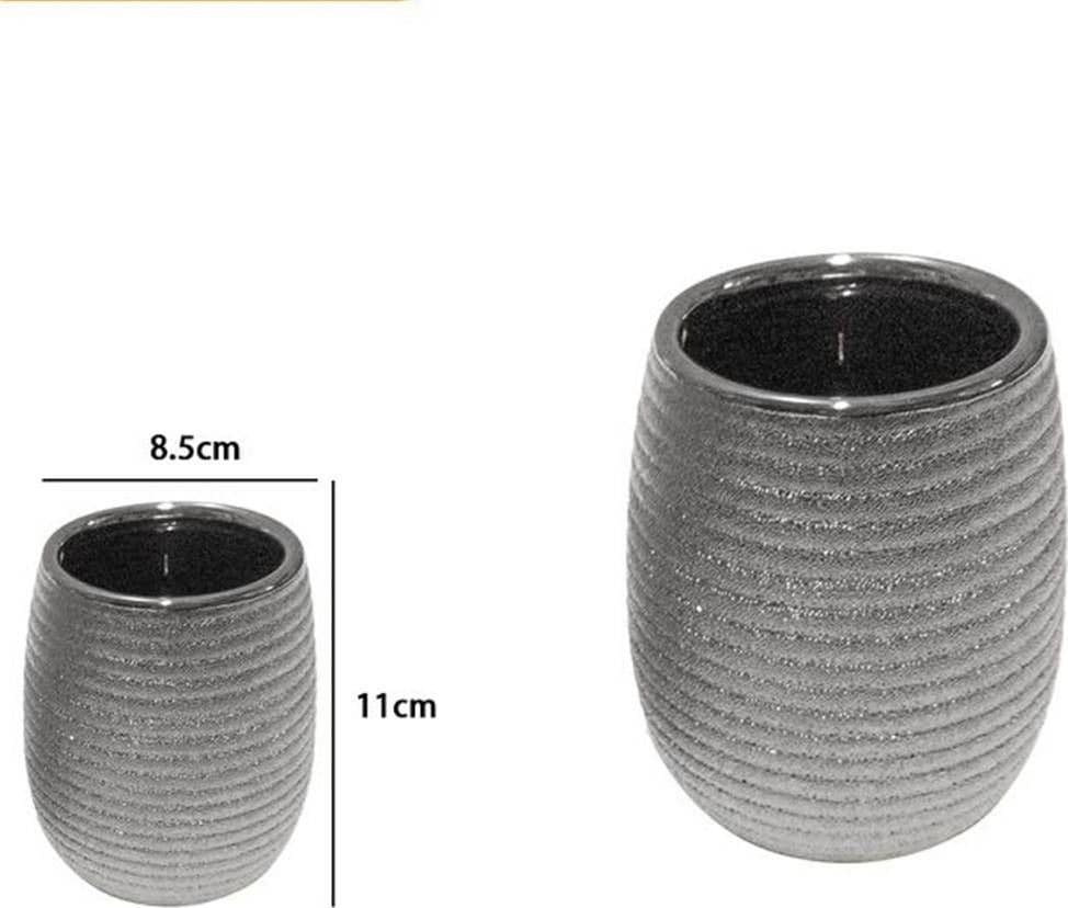 BICCHIERE PORTA SPAZZOLINI ACCESSORIO ARGENTO RIGATO MODERNO ARREDO BAGNO 59939 - 2