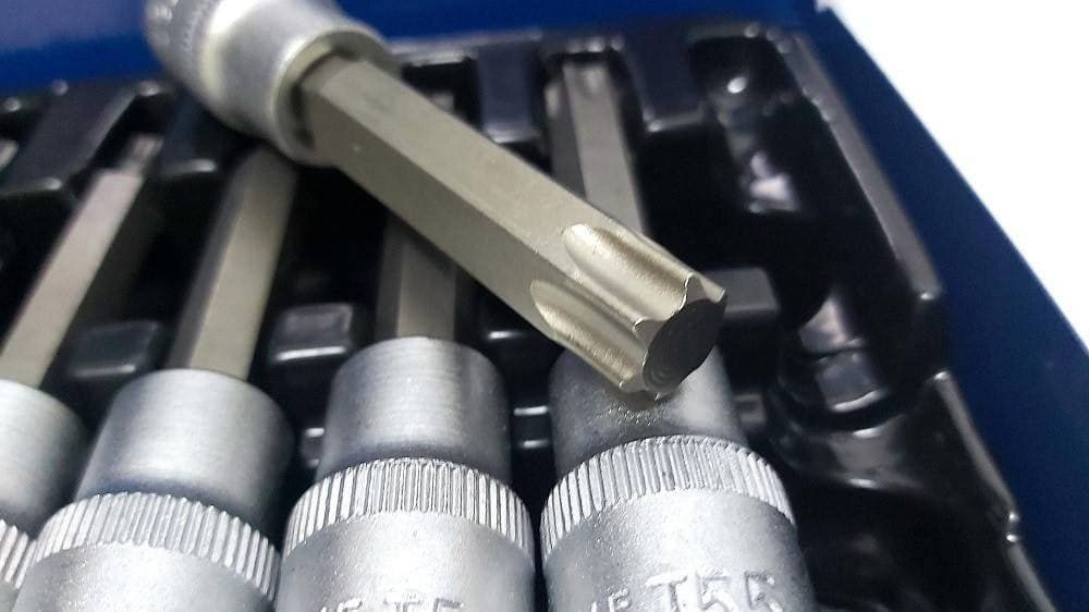 KIT SET INSERTI CHIAVI 19 PEZZI BUSSOLE CHIAVI TORX MASCHI 1/4" 1/2" IN VALIGIA - 13