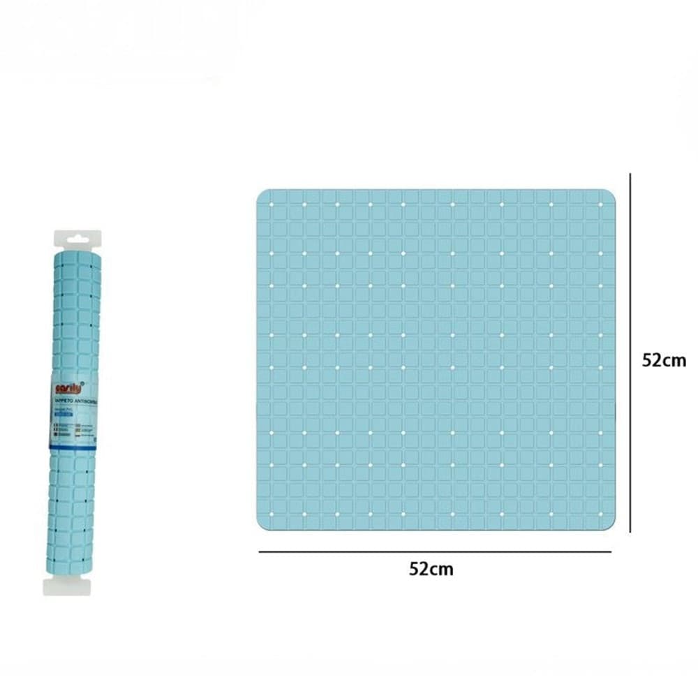 TAPPETO TAPPETINO PVC AZZURRO ANTISCIVOLO PER VASCA BAGNO DOCCIA 52X52 CM 79766 - 2