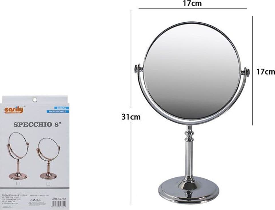 SPECCHIO DA TAVOLO 8" GIREVOLE MAKE UP TRUCCO ACCESSORIO BAGNO DONNA 31CM 52772 - 2