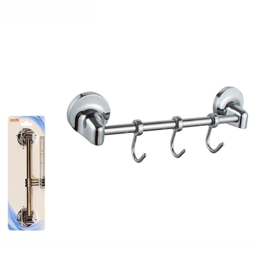 APPENDINO CON 3 GANCI PER ACCAPPATOIO ASCIUGAMANI DA MURO ACCESSORI BAGNO 79810 - 2