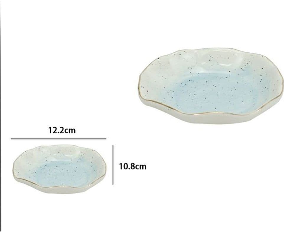 PIATTINO PORTA SAPONE SAPONETTA BAGNO BIANCO AZZURRO EFFETTO PIETRA ARREDO 79274 - 2