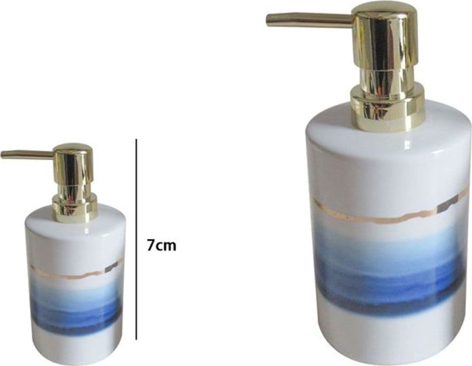 DISPENSER SAPONE LIQUIDO CON SFUMATURE BLU AZZURRE RIGA ORO ARREDO BAGNO 59865 - 2
