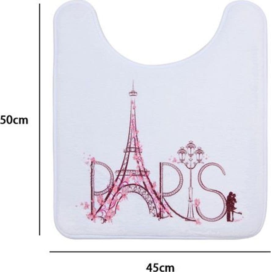 TAPPETO TAPPETINO GIROWATER ARREDO DA BAGNO BIANCO DECORATA SCRITTA PARIS 87047 - 2