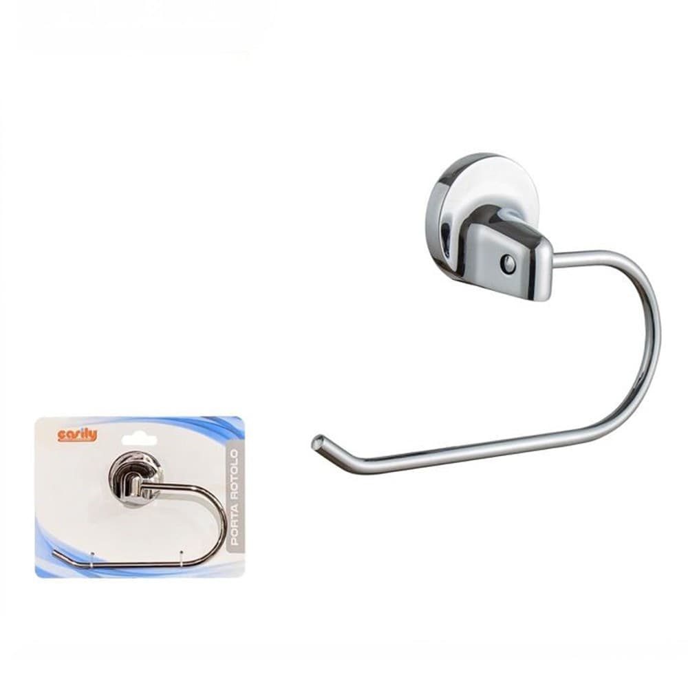 PORTA ROTOLO CARTA IGIENICA SUPPORTO BAGNO WC TOILETTE FISSAGGIO A PARETE 79808 - 2