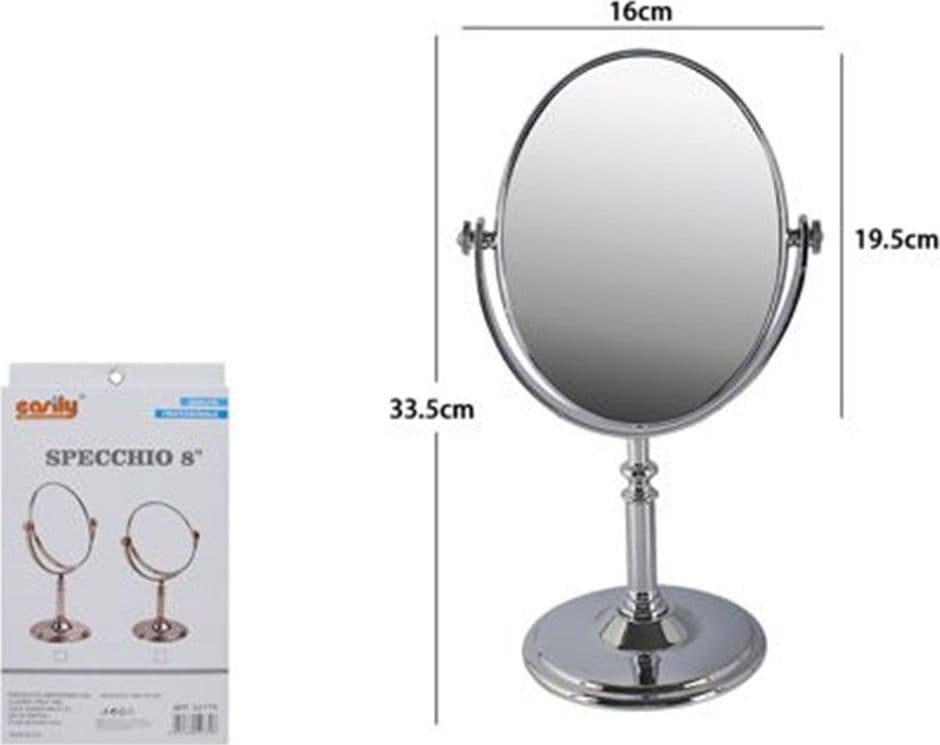 SPECCHIO OVALE TAVOLO MAKEUP TRUCCO GIREVOLE ACCESSORIO BAGNO DONNA 33.5CM 52770 - 2