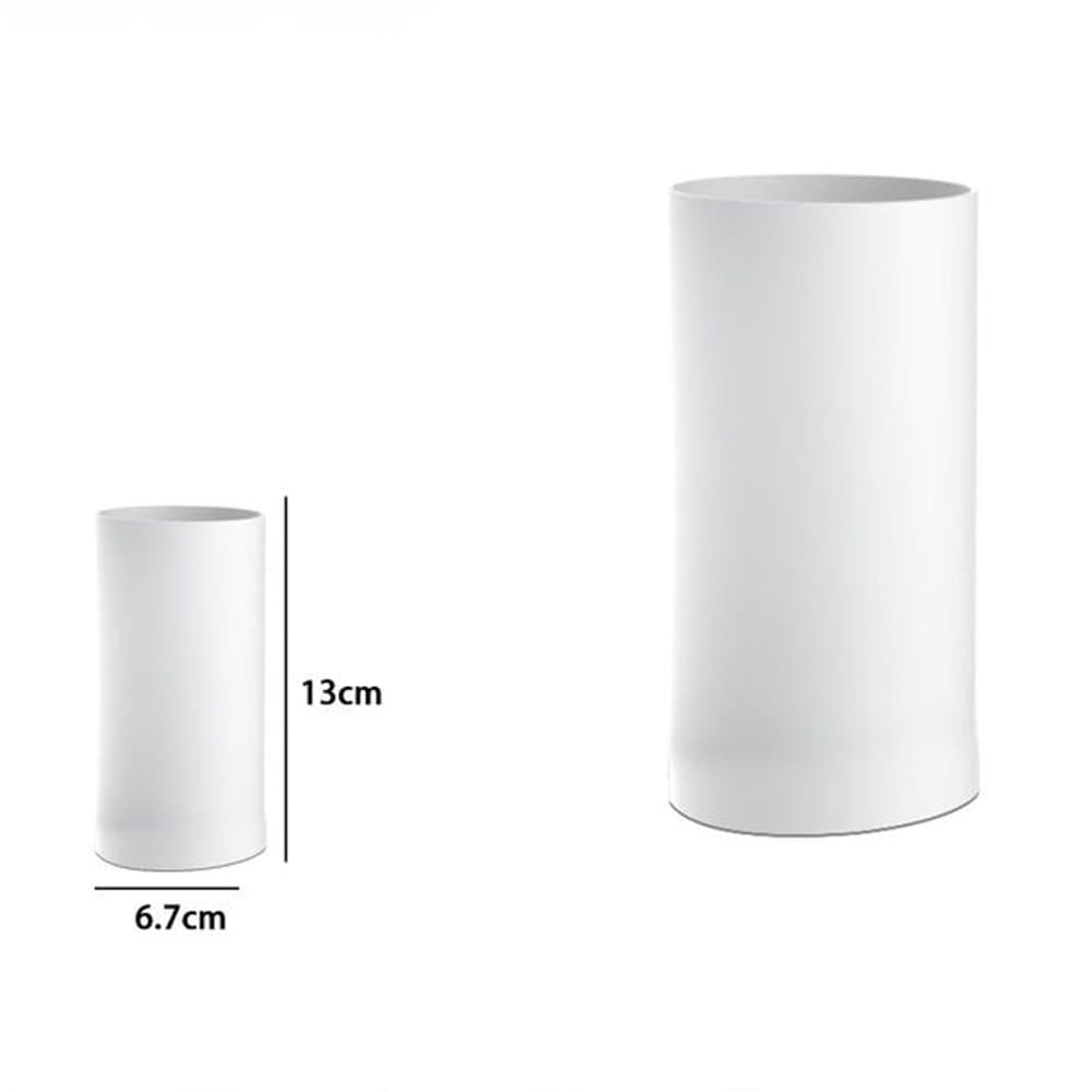 BICCHIERE PORTA SPAZZOLINI DENTIFRICIO CILINDRICO BIANCO BAGNO ACCESSORI 69896 - 2