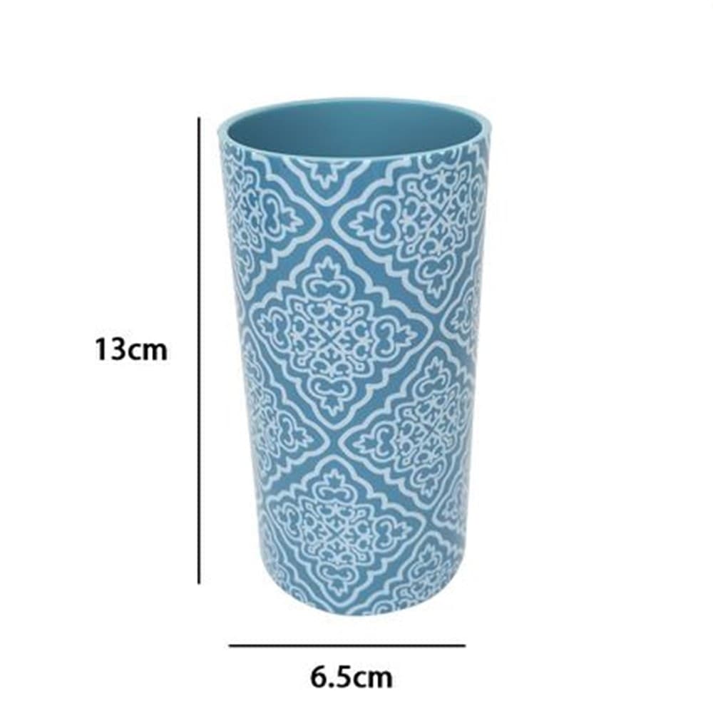 BICCHIERE PORTA SPAZZOLINO CELESTE CON MAIOLICHE ACCESSORIO ARREDO BAGNO 87026 - 2