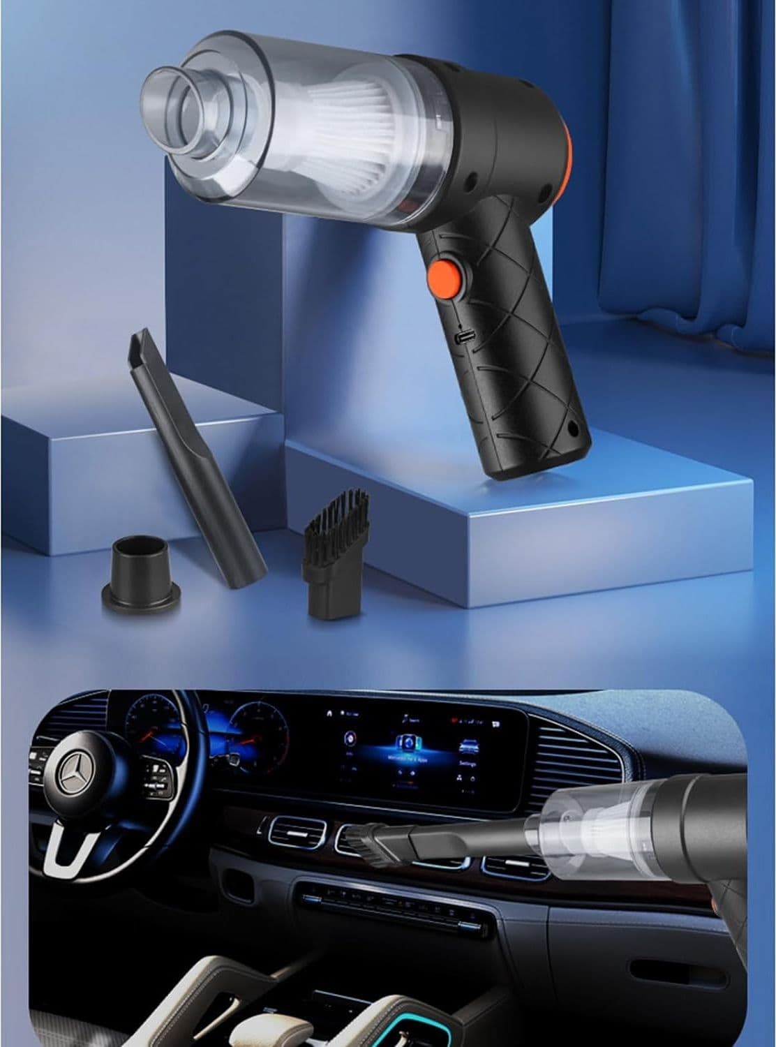 ASPIRATORE E SOFFIATORE ASPIRAPOLVERE PORTATILE RICARICABILE USB ASPIRABRICIOLE - 8