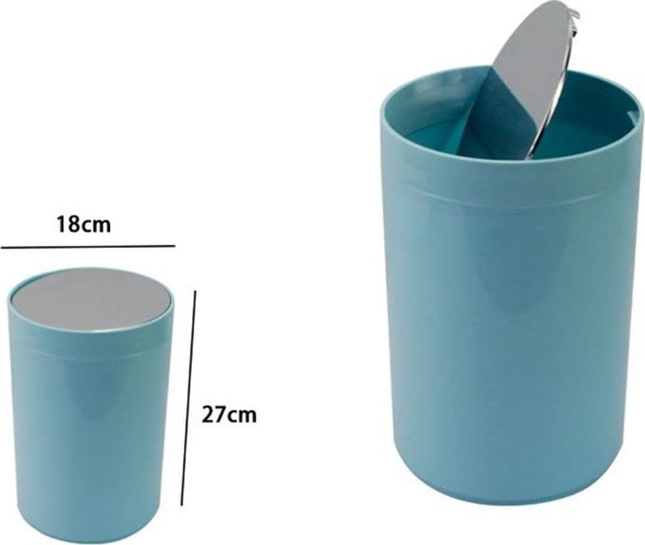 PATTUMIERA CESTINO SECCHIO RIFIUTI CELESTE ARREDO BAGNO COPERCHIO BASCULANTE 79891 - 2