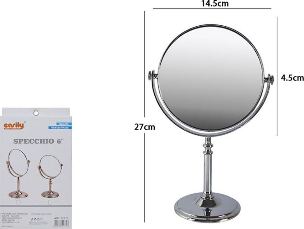 SPECCHIO 6" DA TAVOLO MAKE UP TRUCCO ACCESSORIO APPOGGIO BAGNO DONNA 27 CM 52771 - 2