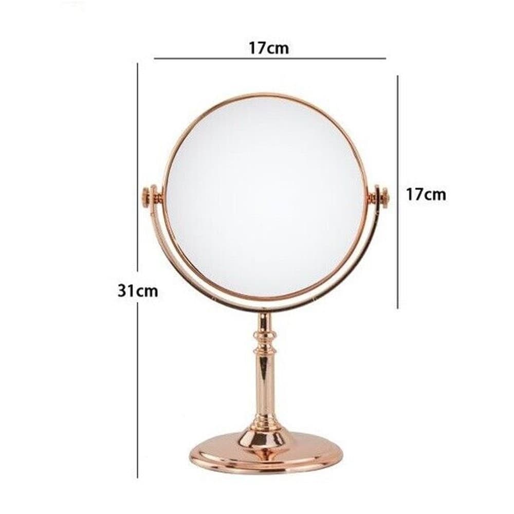 SPECCHIO TAVOLO GIREVOLE MAKE UP TRUCCO ACCESSORIO BAGNO ORO ROSA DONNA 8″ 69415 - 2