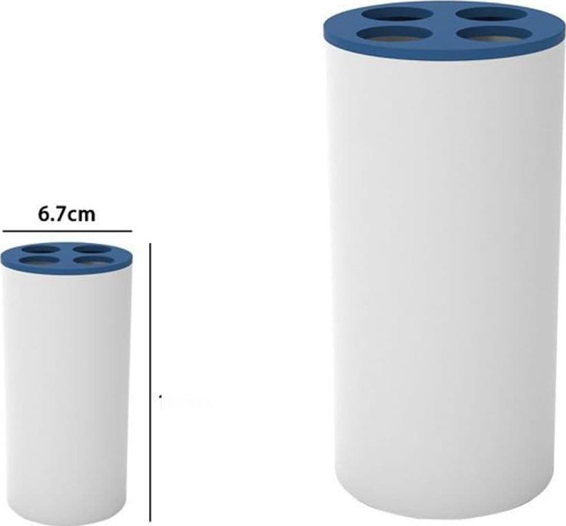 BICCHIERE PORTA SPAZZOLINI 4 FORI BIANCO BLU IN PLASTICA ACCESSORIO BAGNO 69897 - 2